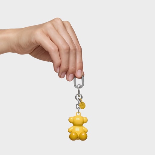 Llavero metal amarillo oscuro y plata Bold Bear