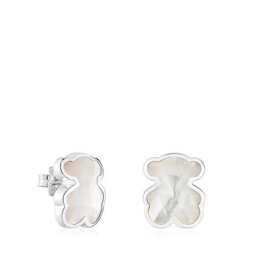 16 mm silver and mother-of-pearl bear Earrings TOUS Icon Color