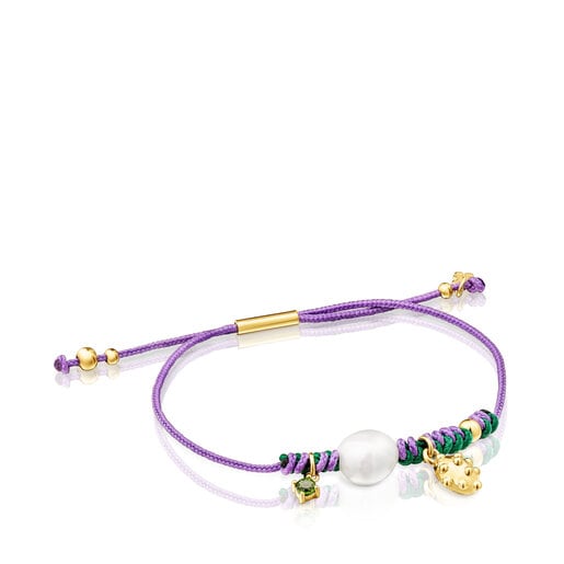 سوار Virtual Garden من النايلون مرصّع بديوبسيد الكروم واللآلئ المستزرعة