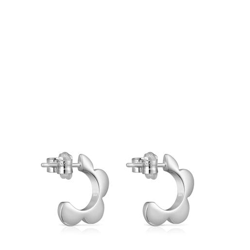 Boucles d'oreilles anneaux Bold Motif fleur en argent