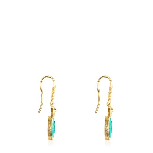 Silver vermeil Oceaan Color cameo Earrings with green glass | TOUS