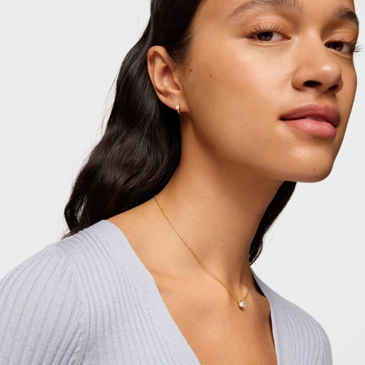Short Necklace with 18kt gold plating over silver and laboratory-grown diamond Line LGD