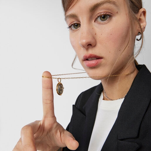 Colgante luna de plata dark silver y diamantes Magic Nature