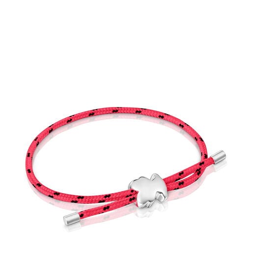 Silver and pink nylon bear Bracelet TOUS Bold Motif