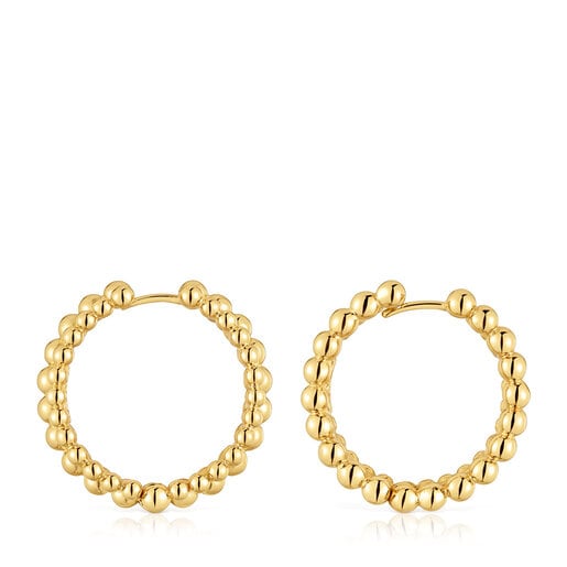 Arracades d'anella doble amb bany d'or de 18 kt sobre plata Gloss