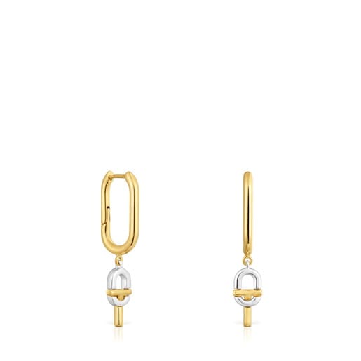 Aretes de aro cortos bicolor TOUS MANIFESTO