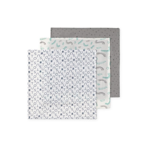 Pack of 3 muslins in MMuse blue