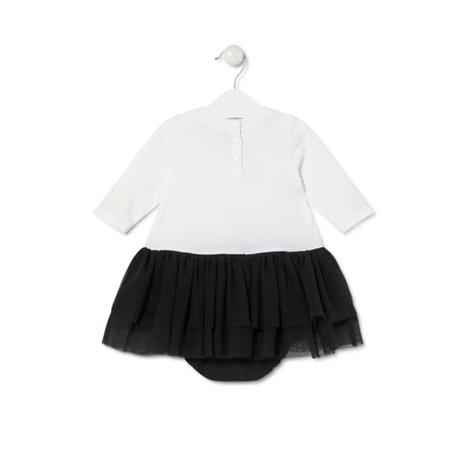 Girls dress with coordinating fabrics in Party white