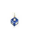 14kt gold Pendant with lapis lazuli Cube