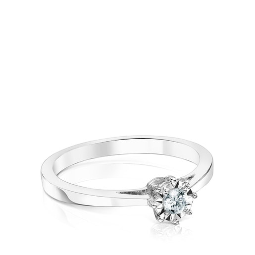 White gold TOUS Les Classiques Ring with small Diamond rosette. 0,10ct