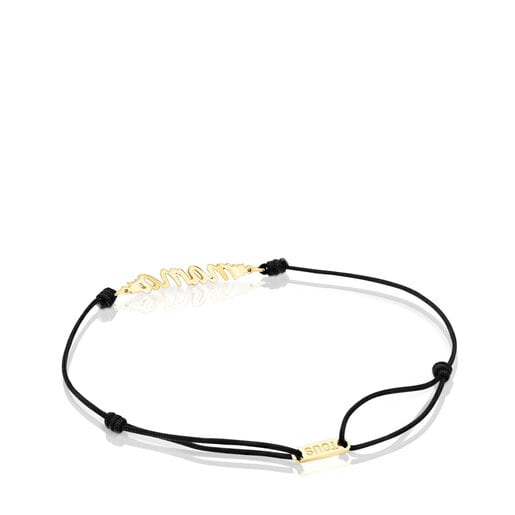 Gold TOUS Mama Bracelet with nylon, diamonds and mother-of-pearl