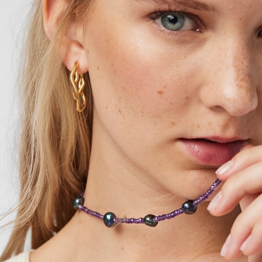 Колье из аметиста TOUS Color с серым жемчугом