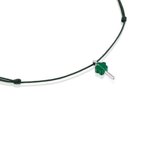 Silver, green nylon and chalcedony Necklace TOUS Unlock