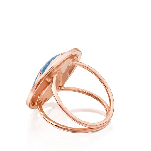Ring Camille aus rosa Vermeil-Silber mit Quarz und Dumortierit