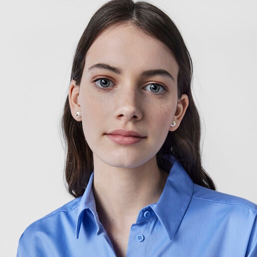Gold Rosa d'Abril Earrings with Pearl