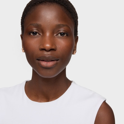 6 mm bear Earrings with 18kt rose-gold plating over silver TOUS Sweet Dolls