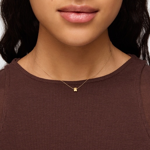 ゴールドに6mmのベアモチーフをあしらったショートネックレス Sweet Dolls