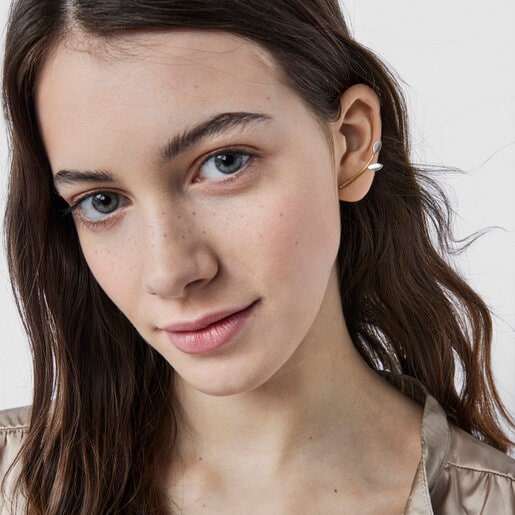 עגילי Real Mix Leaf קצרים עשויים ורמיל כסף וכסף