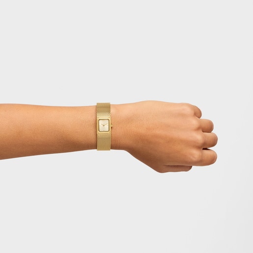 Analog Watch with gold-colored steel Milanese mesh bracelet Mini Mesh