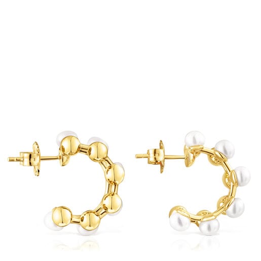 Boucles d’oreilles Gloss doubles en argent vermeil et perles de culture