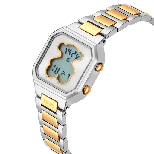 Reloj digital con brazalete de acero y acero dorado D-BEAR MINI
