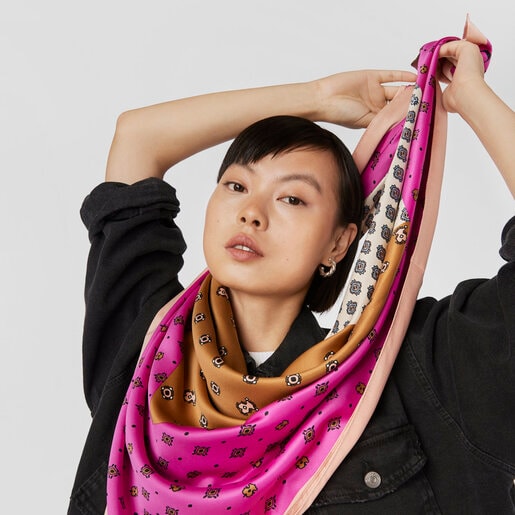 Fuchsia polyester TOUS Patchwork Neckerchief