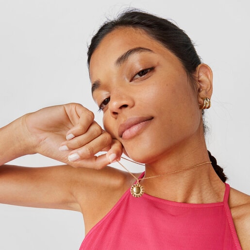 Médaille en argent vermeil soleil oursons Efecttous