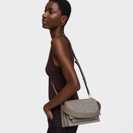 Medium taupe-colored Crossbody bag Audree Kaos Mini Lines