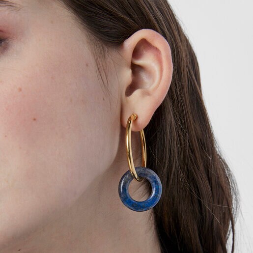 Серьги  Hold Gems из вермеля с амазонитом и лазуритом