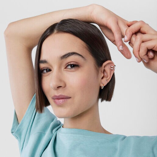 Серебряные серьги-обручи Oceaan Duna с сердоликом