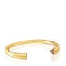 Bracciale rigido in argento placcato oro 18 kt con motivo a cuore in rodoliti TOUS 1950