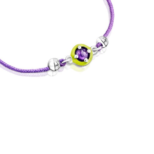 Bracelet TOUS Vibrant Colors en corde violette avec améthyste et émail