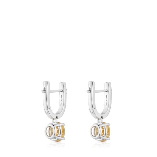 Silver Hoop earrings with citrine and diamonds TOUS Basic Colors