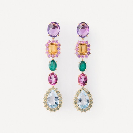 Pendientes largos de oro con gemas TOUS ATELIER