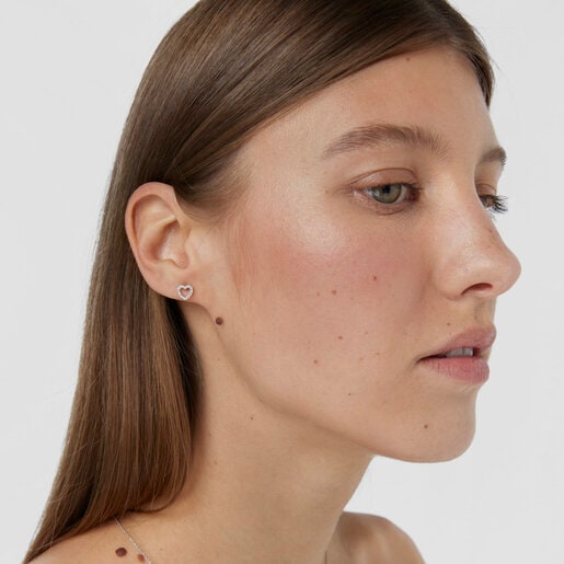 Aros Les Classiques corazón de Oro blanco con Diamantes