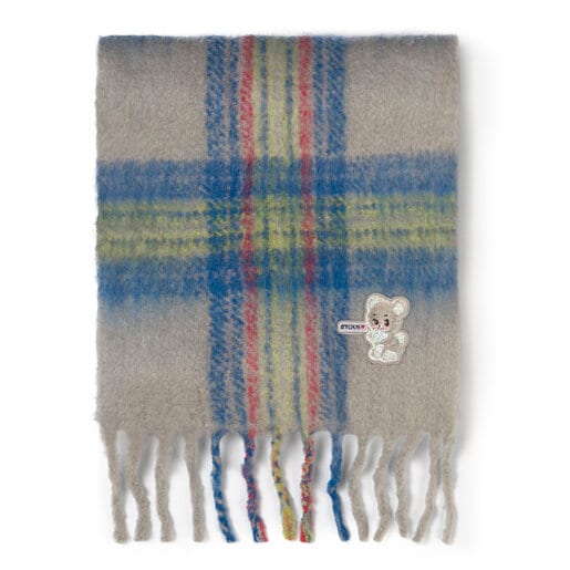 Blue-grey Alicya Petit Tartan scarf