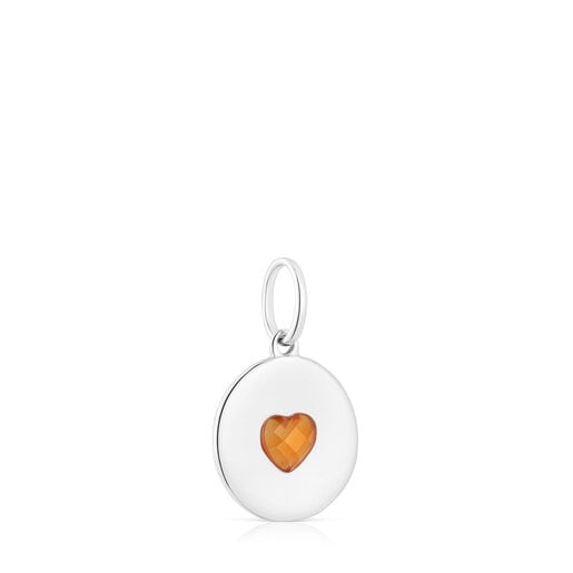 Silver Medallion pendant with carnelian heart Aelita