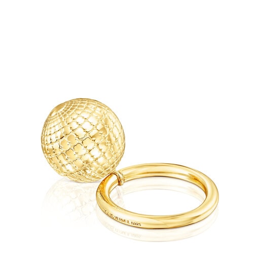 Anillo con baño de oro 18 kt sobre plata bola osos Beach Disco