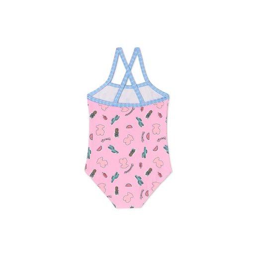 Bañador integral de niña Cactus rosa