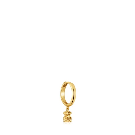 Short Hoop individual earring with 18kt gold plating over silver and bear motif TOUS Grain