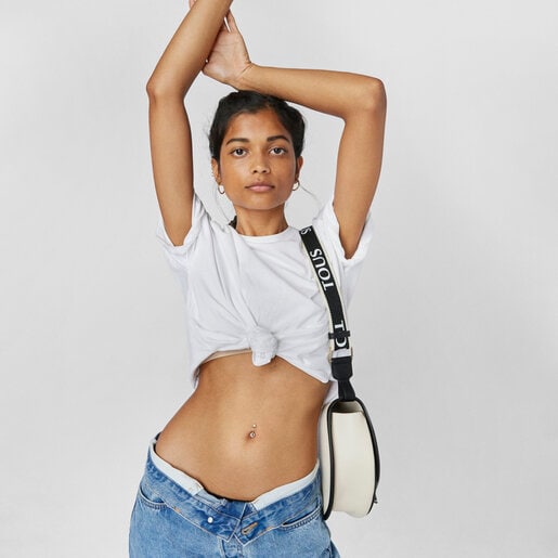 תיק צד TOUS Half-Moon בינוני בצבע בז'