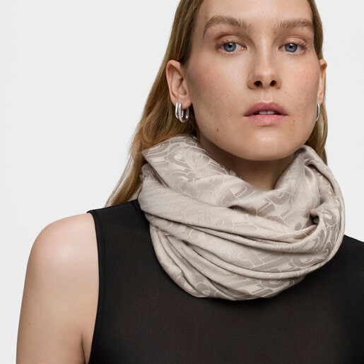 Foulard carré taupe grand TOUS MANIFESTO