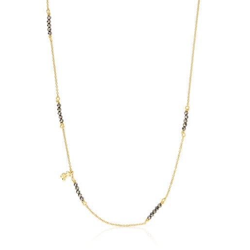 Silver vermeil Bold Bear Necklace with pyrite | TOUS