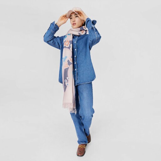 ピンクのジャカードショール TOUS Tilsa