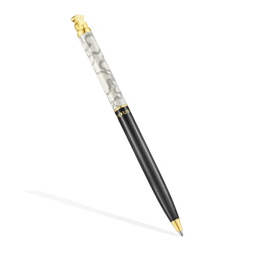 Gold colored IP steel TOUS Kaos Ballpoint pen lacquered in black