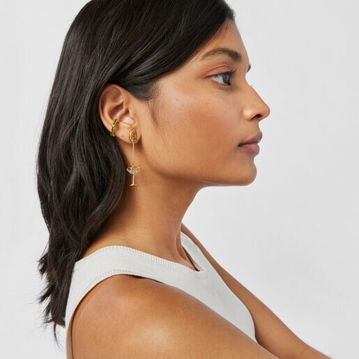Silver vermeil TOUS St. Tropez Cup Short/long earrings with enamel and topaz