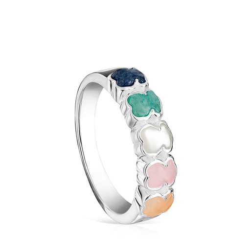 TOUS Mini Color Ring in Silver with Gemstones 0,5cm.