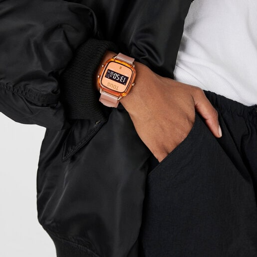 שעון דיגיטלי D-Logo Fresh מפוליקרבונט עם רצועת סיליקון בצבע כתום