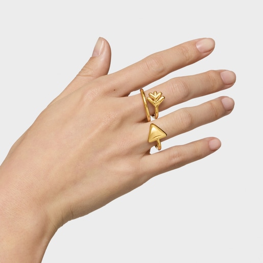 Anillo abierto con baño de oro 18 kt sobre plata TOUS Flechazo