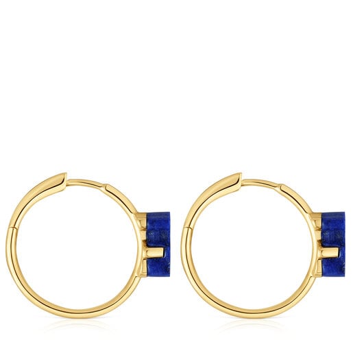 Gold bear Hoop earrings with lapis lazuli TOUS 1950